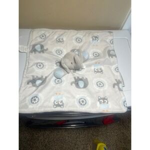 Blankets & Beyond Plush Elephant‎ Security Blanket Lovey Gray White Blue Baby